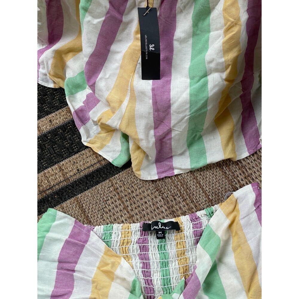 Stripe Two Piece Set | Crop Top & Paperbag Shorts | Cottagecore Summer Co-Ord